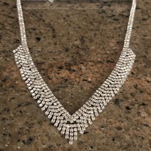 Silver Sparkle Rhinestone Statement Necklace